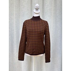 Jones New York Brown Houndstooth turtleneck sweater